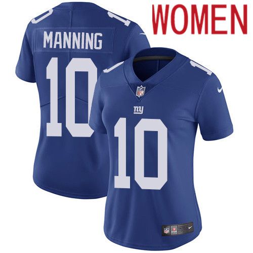 Women New York Giants #10 Eli Manning Nike Blue Vapor Limited NFL Jersey->women nfl jersey->Women Jersey